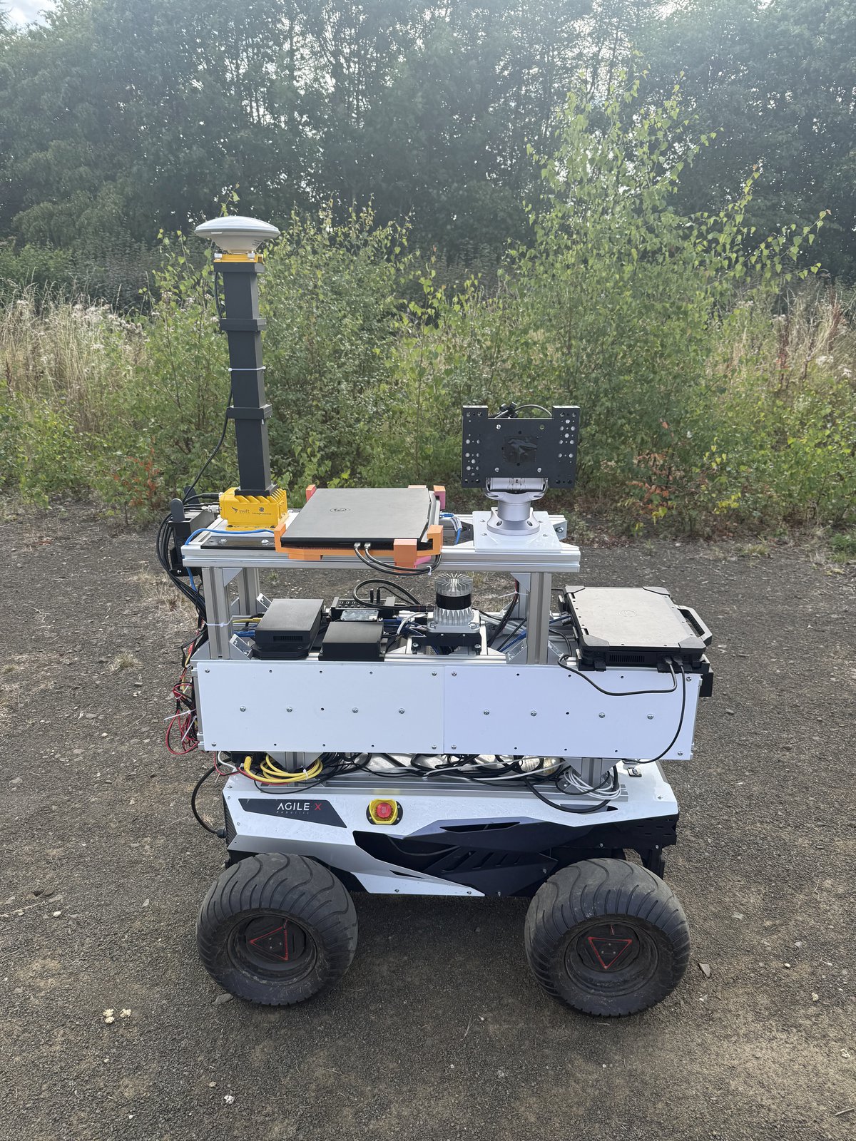 ALFRED 2.0 field robot, side view, showing its four-wheeled all-terrain base